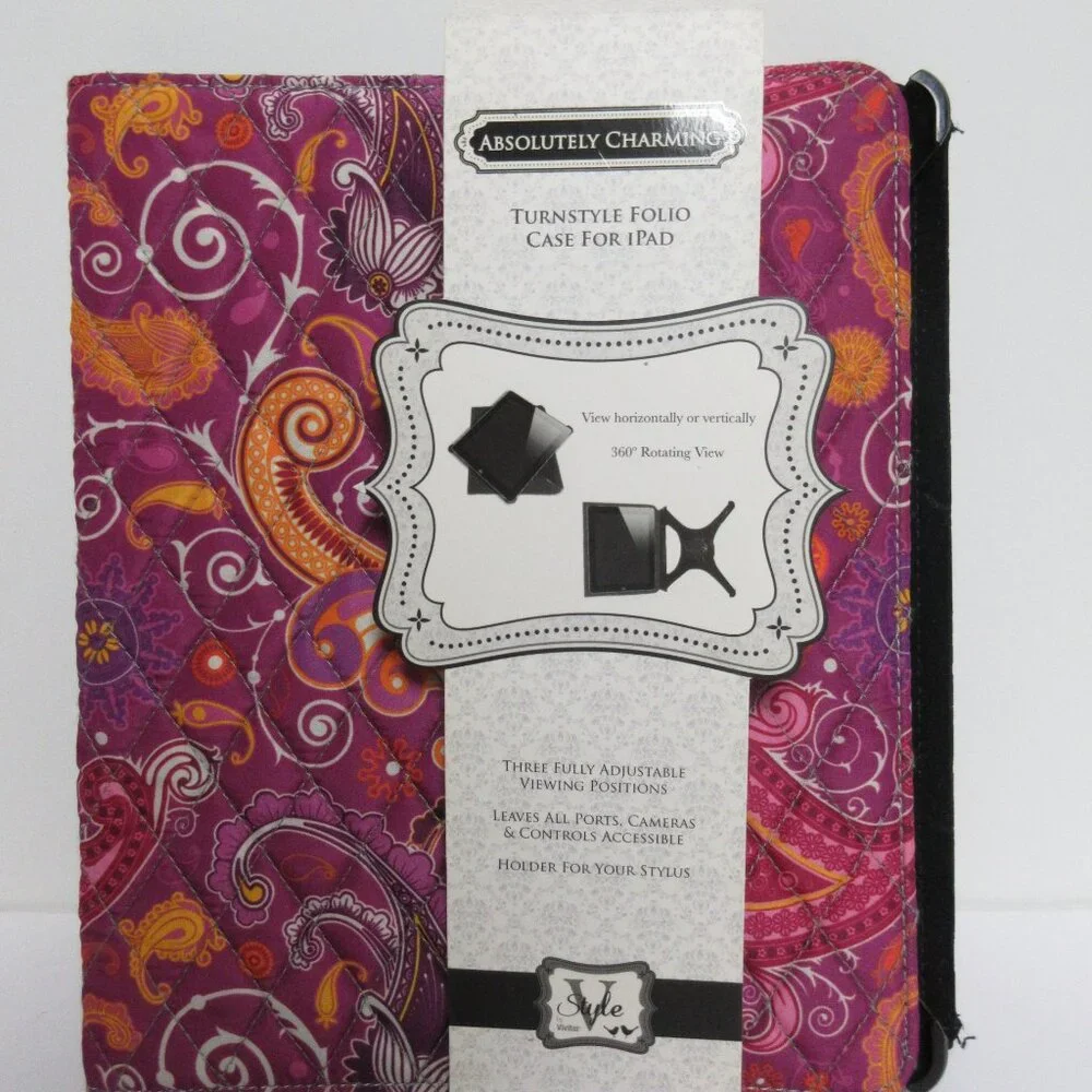 Absolutely Charming Turnstyle Folio Case For iPad by VIVITAR 360° Rotating View